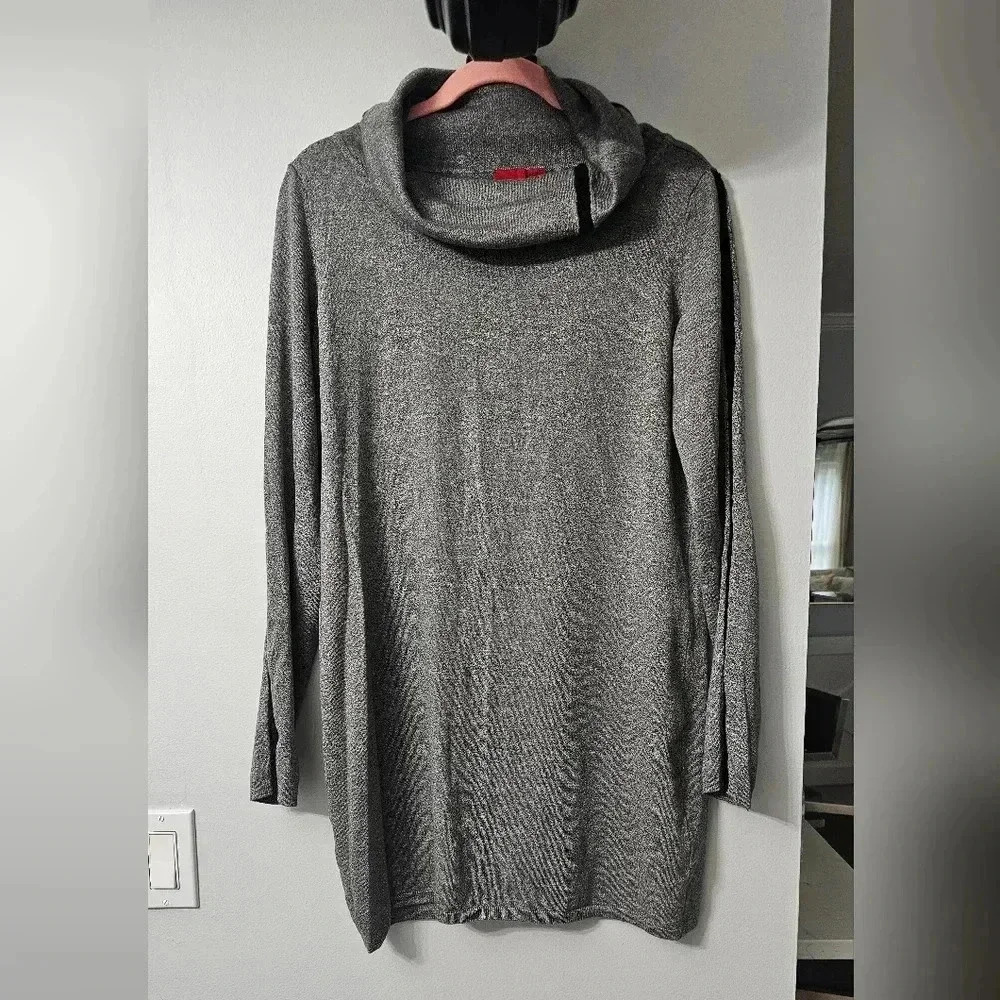 Heather Gray Knit Cowl Neck Sweaters Dress  Women's Size L